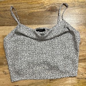 Dotted cowl neck tank top
